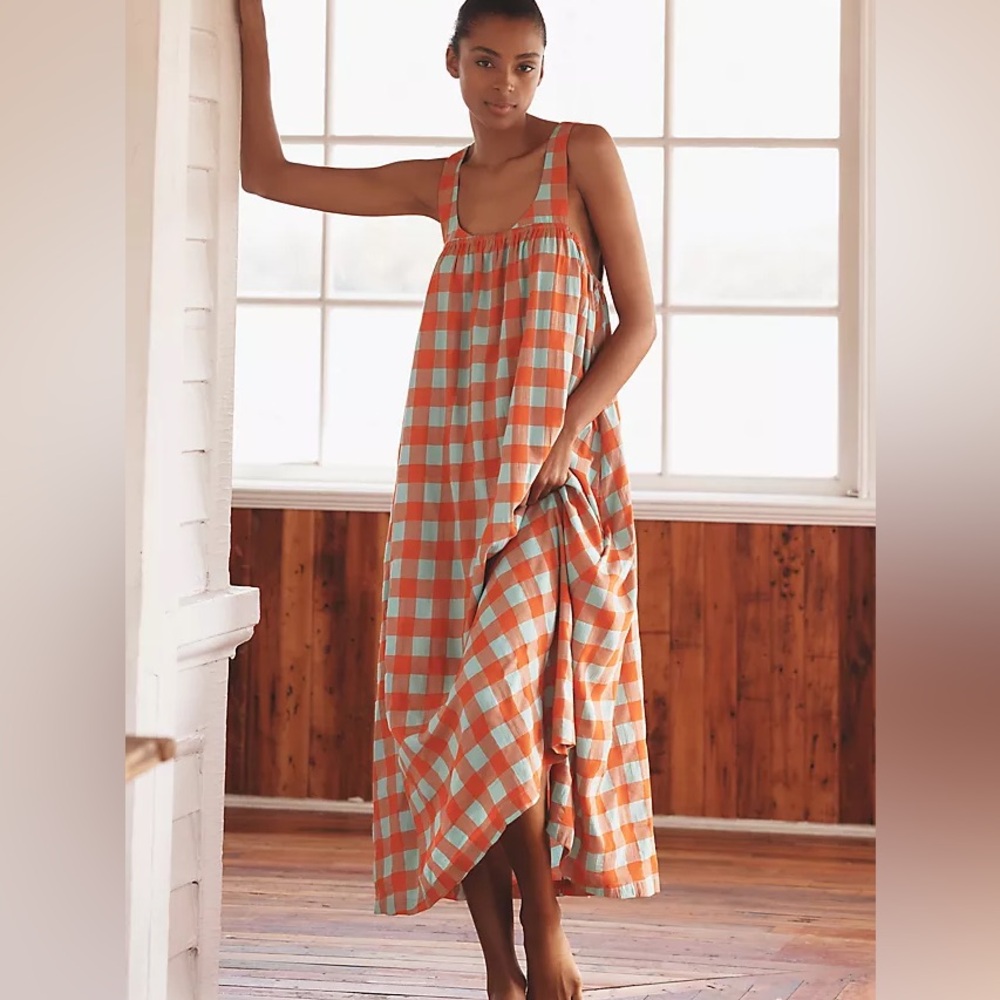 Anthropologie Tie-Back Midi Apron Nap Dress NWT Size Medium
